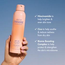 Isle of Paradise Daily Defense Body Mist SPF 50, Invisible Hydrating Sunscreen Spray For Body, Broad Spectrum UVA/UVB Protection, Water-Resistant, Fast-Absorbing Formula, 6 fl. oz/177 ml Bottle