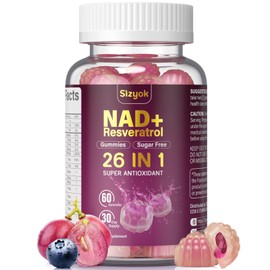NAD Resveratrol Gummies, NAD Supplements for Women with Hydrolyzed Collagen, Grape Seed, and D-Biotin Support Antioxidant Action, Anti-Aging, Cell Regeneration & Energy, Sugar-Free, 60 Gummies