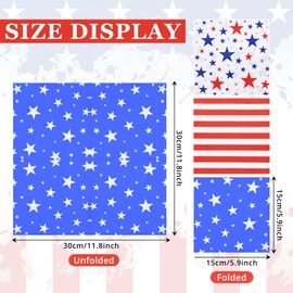 48 Pack 4th of July Napkins, 13 x 13 Inch Patriotic Paper Napkins with Red White Blue Stars and Stripes Design for Independence Day BBQ Party Supplies