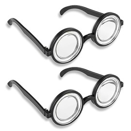 WUSJCOF Nerd Brille - Lustiges Hornbrille ohne Stärke - Kostüm Accessoire für Oma, Streber, Verrückter Professor oder Wissenschaftler (Schwarz)