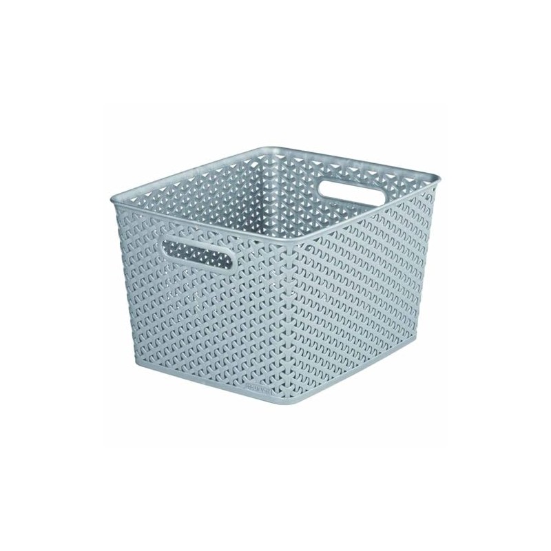 Large Faux Rattan Storage Basket Organiser (18 Litre) - Grey