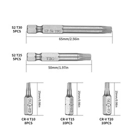 for Torx Bit Set, 38 Pcs T10 T15 T20 T25 T30 Bits, Torx Screwdriver Star Bit Set, Security Bit Set, Torx Precision Security Bits, CR-V 1/4" Hex Drive Hex Shank Screwdriver Bits Torx Bits Set (38)