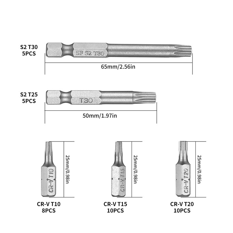 for Torx Bit Set, 38 Pcs T10 T15 T20 T25
