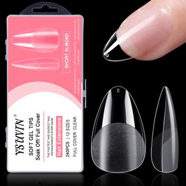 YSUVIN Almond Nail Tips, Pack of 240 Fake Nails, Transparent, 12 Sizes, Artificial Nails, Almond, Artificial Nail Tips, Nails Tips for Nail Technicians, Beginners, Manicure Salons, Short Almond