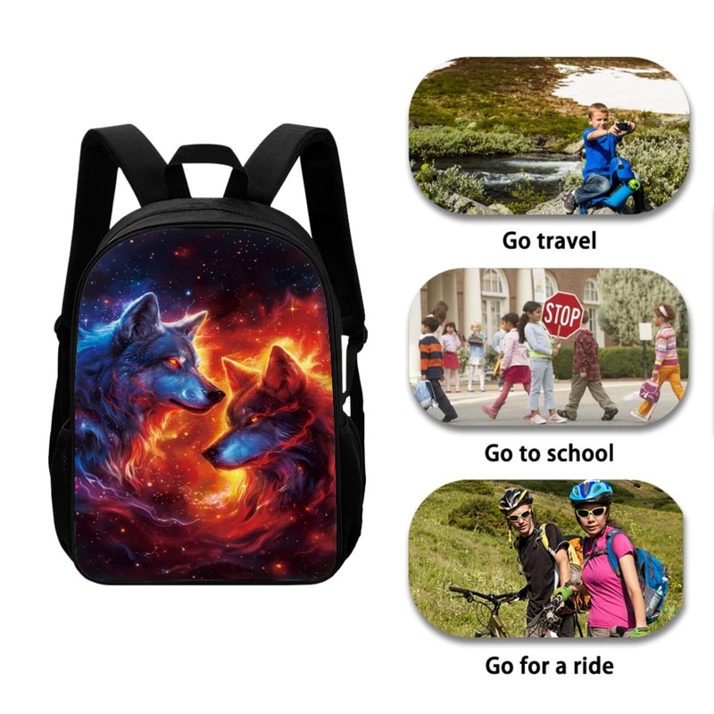 Ystardream Cool Galaxy Wolf Backpack for Boys Kids School Backpack