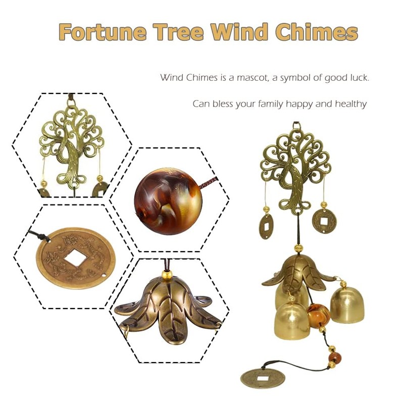 Fengshui Wind Chimes, Wind Chimes Outdoor Fortune Tree Metal Bells