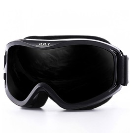JULI Ski Goggle/Snow Snowboard Goggles for Men, Women & Youth - 100% UV Protection Anti-fog Dual Lens(Black Frame Dark Black Len)