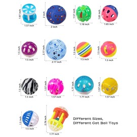 DIYUQISHI Cat Toys for Indoor Cats & Kittens - 10 Plastic Balls with Bells, Interactive Play & Healthy Exercise, 1.5-2.2 Inches, Assorted Styles