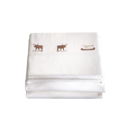 Carstens Embroidered Moose Sheet, Twin