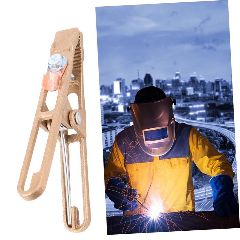 Tofficu Copper Welding Ground Clamp Electroplated Earth Clip for Manual
