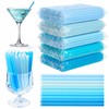 FoldTier 1000pcs 5 Inch Blue Cocktail Straws, 0.24" Wide Short