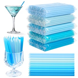 FoldTier 1000pcs 5 Inch Blue Cocktail Straws, 0.24" Wide Short Straws Individually Wrapped for Party, Bar, Club, Cafe, and Daily Use