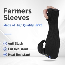 JXINLODGEG Cut Resistant Arm Sleeves with Thumb Holes – Safety Sleeves for Thin Skin Protection, Gardening, Welding, and Glass Handling – Breathable, Adjustable, and Comfortable Arm Guards (1, Black)