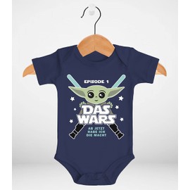 MoonWorks® Baby Bodysuit with Saying Funny Episode 1 Das Wars Jetzt Habe ich die Macht Yoda Parody Boys & Girls, navy