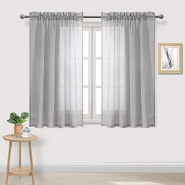 DWCN Sheer Curtains, Semi Transparent Voile Rod Pocket Window Treatments for Bedroom and Living Room, Set of 2 Panels,Grey,W52 x L54