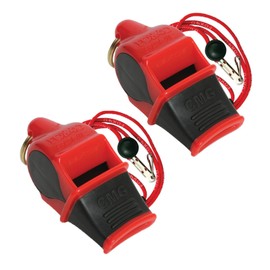 Fox 40 Sonik Blast Cushion Mouth Group Sports and Safety Loud Whistle with Lanyard, Red & Black (2 Pack)