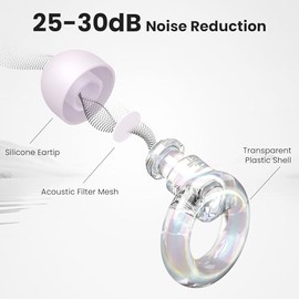 JUSTRVN Ear Plugs for Concert, 2 Pairs of Noise Reduction Earplugs 25dB-30dB with 8 Ear Tips&Carry case,Reusable Hearing Protection earplugs for Sleep,Social,Work,Focus&Noise Sensitivity