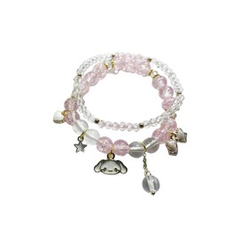 NIQIPOK Crystal Bead Bracelet Cute Cartoon Kawaii Elastic Beaded Bracelets for Women,Kawaii Crystal Beads Anime Relationship Matching Bracelet for Bff Best Bracelets (Pink1)