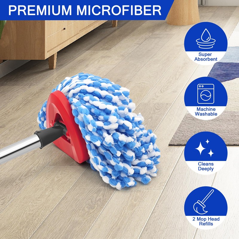 JEHONN Spin Mop Replacement Heads, Base, Handle for O-Cedar EasyWring