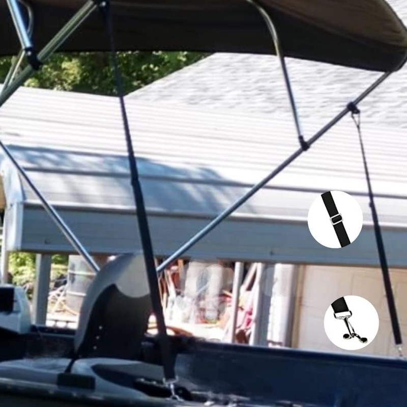 Pack of 2 Black Awning Straps for Boat, Adjustable Bimini