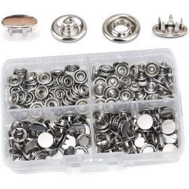 50 Sets 10mm Metal Snaps Stainless Steel Buttons for Sewing and Crafting (Silver 50 Set)