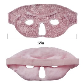 2PCS Ice Face Eye Mask, Cold Hot Gel Face Eye Mask,Face Mask Reusable Gel Bead Ice Mask with Soft Plush for Cooling Freezer Eye Mask for Puffy Eyes, Redness, Headaches, Stress