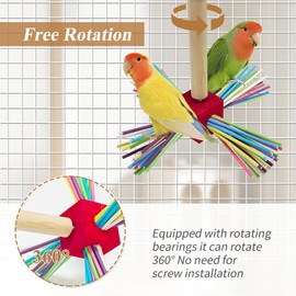 Bird Perch Toy for Cage,Spinning Windmill Bird Perch Toy,360° Rotating Chewable Stand with Grinding Sticks,Interactive Cage/Tabletop Training Toy for Parakeets,Cockatiels,Lovebirds (Mixcolor, Square)