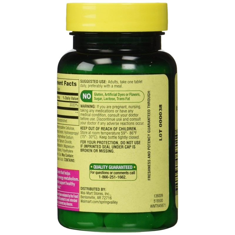 Spring Valley 10000mcg Biotin with 100mg Keratin Dietary Supplement, 60