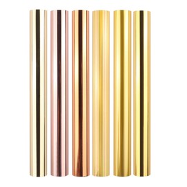 Briartw Toner Reactive Foil by Laser Printer and Laminator,6 Roll 16.4ft X 7.6inch Gold Series Transfer Foil Paper Bundle for DIY Craft Embossing Scrapbooking Cards Making