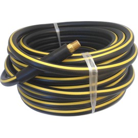 Air Hose Continental ContiTech BLACK with YELLOW STRIPE Pliovic 300psi 3/8” x 100’ with brass fittings