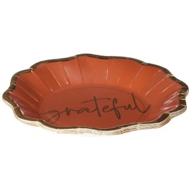 Unique Industries Elegant Grateful Thanksgiving with Foil Stamped Dessert Paper Plates - 8.25" (8 Ct) | Perfect for Holiday Gatherings & Events, Brown, Gold