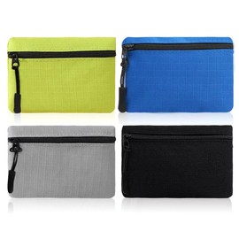 NVGVUP 4 Pack Coin Purse Pouch, Small Change Pouch Oxford Cloth Waterproof, Portable Mini Coin Bag with Zipper for Women Men(Black+Grey+Yellow+Blue)