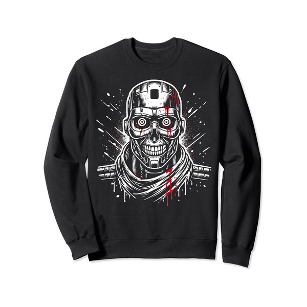 Cool Robot Halloween Costume Creepy Scary Bloody Killer Sweatshirt