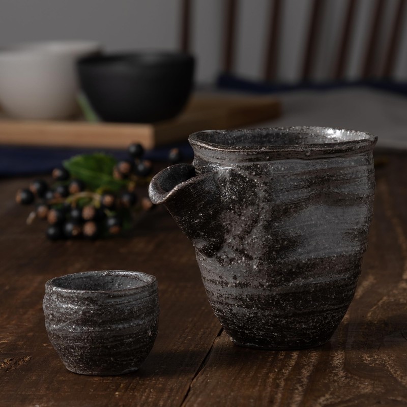 Marui Ceramics Shigaraki-yaki Hechimon Drinking Cup, Diameter Approx. 2 inches,