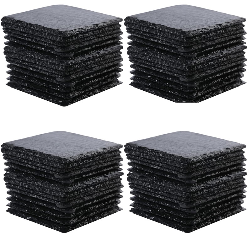 60packs Bulk Slate Coasters, Anti-Slip Drink Coasters, Engraving Available, Bulk
