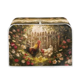 JEOCODY Cute Rooster Chicken Toaster Bread Maker Cover Toaster Cover Fits for Most Standard 2 slice Toasters, Universal Size Microwave Oven Dustproof Cover Women Gift