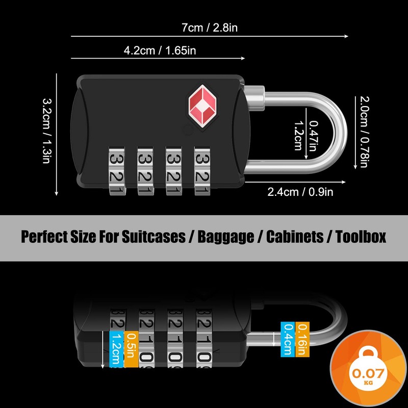 Diyife TSA Luggage Locks, [Updated Version][3 Packs] 4-Digit Security Padlock,