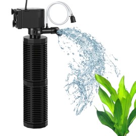 OQTTNEO Aquarium Filter for 60-150 Gallons - Adjustable Flow Fish Tank Filters 420GPH Ultra-Quiet Submersible Power Pump Internal Filter with Biochemical Filtration Air Supply Water Clean