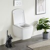 Comeon Ceramic Dog White/Black Toilet Brush and Holder Set, Plastic