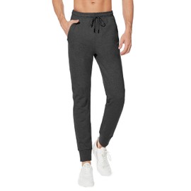 SEVEGO Men's 34" Inseam Tall Lightweight Cotton Joggers with Zipper Pockets Active Sweatpants Work Sports Track Pants Charcoal XXXL