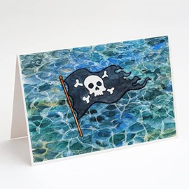 Caroline's Treasures BB5342GCA7P Pirate Flag Greeting Cards and Envelopes Pack of 8 Blank Cards with Envelopes Whimsical A7 Size 5x7 Blank Note Cards