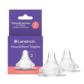 Lansinoh Tetina Para Biberón Natural Wave 2 Piezas Flujo Rápido, Paquete De 1 Count