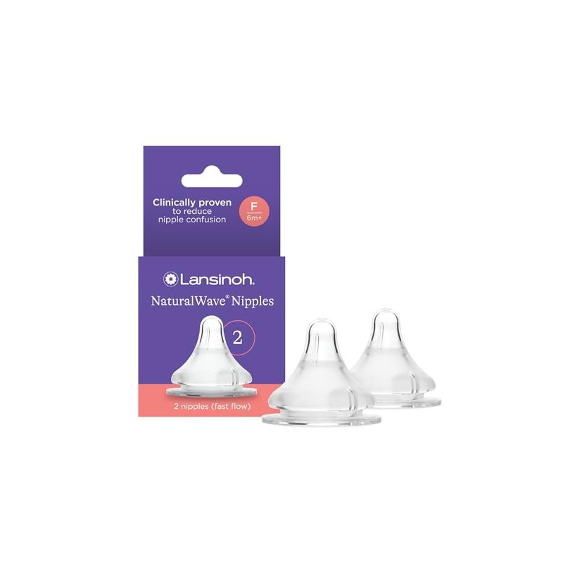 Lansinoh Tetina Para Biberón Natural Wave 2 Piezas Flujo Rápido,