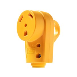 Mandark 30Amp RV Plug, Heavy Duty NEMA TT-30P Replacement Female Plug Adaptor, 125V Camper Electrical Power Connector with Ergonomic Grip Handle, Compatible with Caravans, Trailers（Female/Yellow）