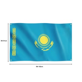 Runesol Kazakhstan Flag, 91x152cm, 3ft x 5ft, 4 Grommets, Eyelet In Every Corner, Kazakh National Flag, Republic of Kazakhstan, Premium Flags, Inside, Outside, Vivid Colours
