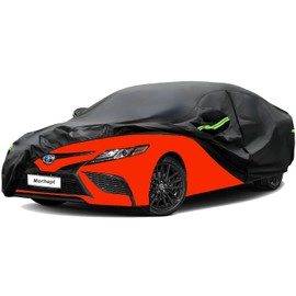 Morhept Car Cover Custom Fit for Toyota Camry, Waterproof All Weather Full Exterior Cover Rain Snow UV Protection Cover with Door Zipper