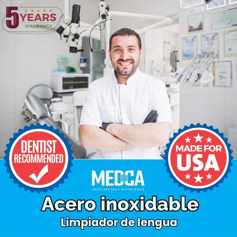 Raspador de lengua de acero inoxidable MEDca Tongue Cleaner para