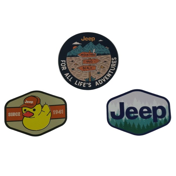 Jeep Stickers 3-Pack | Duck Since 1941, Trees and Forest Hexagon, for All Life's Adventures Sticker 4" x 3"