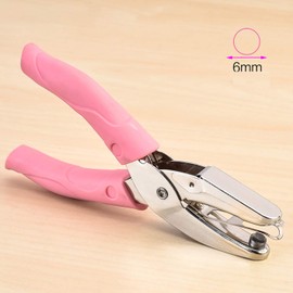 Yansanido 1/4 Inch Small Mini Tiny Shaped Hole Paper Punch Puncher with Pink Soft Handheld Grip for DIY Craft Paper Tags Clothing Ticket Scrapbook Tool (Large Circle 1/4 inch)