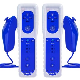 TechKen Controller für Wii Mit Motion Plus und Nunchuck - Fernbedienung Remote Plus Ersatz für Wii/WiiU (Dunkelblau)